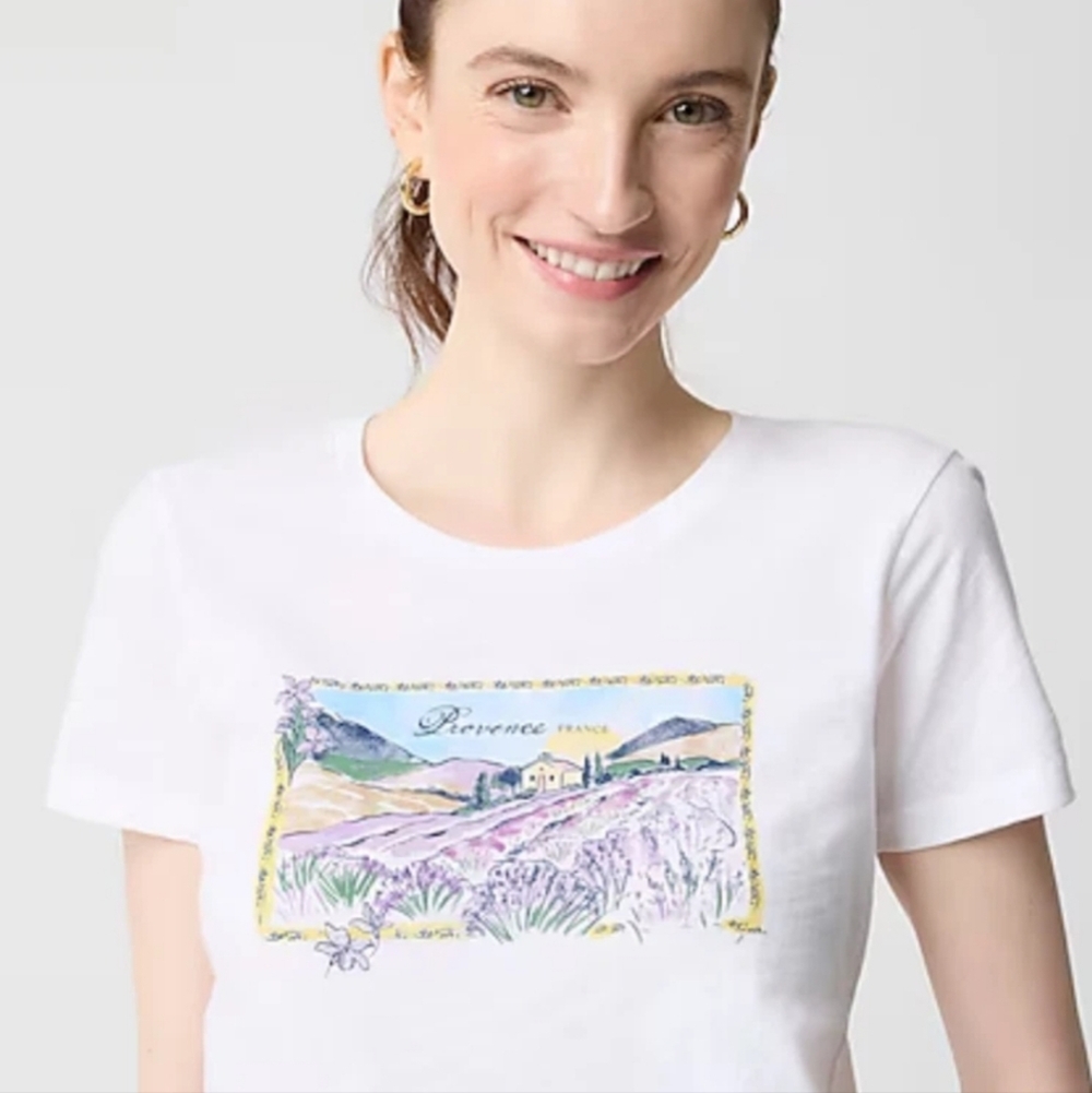 J Crew Factory Postcard from Provence graphic tee Size S NWT